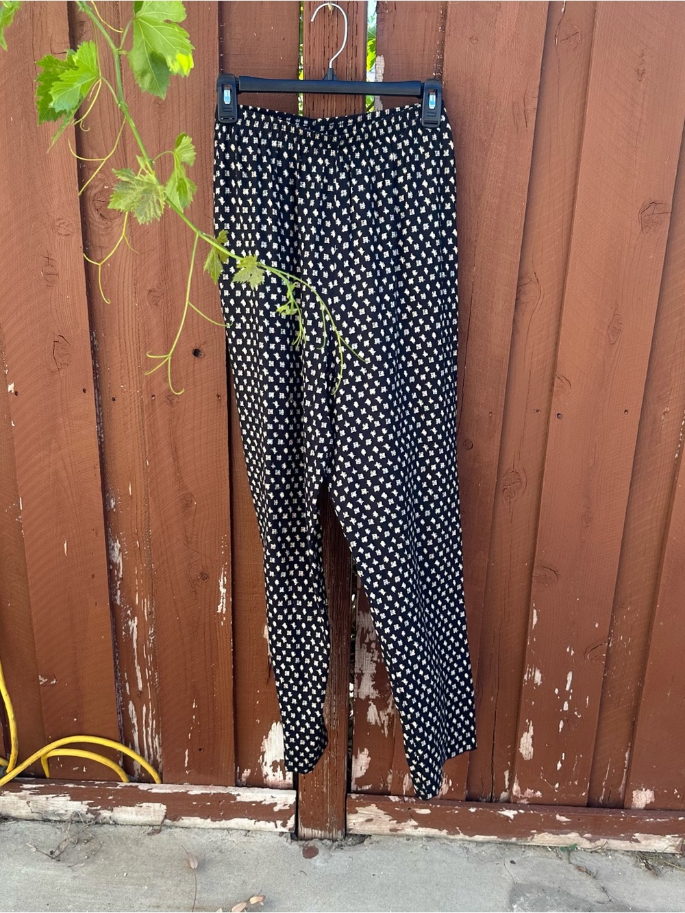 Vintage Black & White Straight Leg Pants with Allover abstract Print